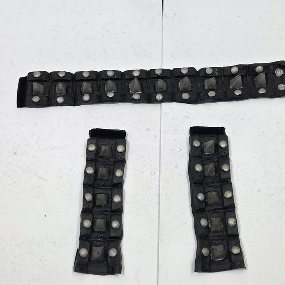 Other - Studded Choker Wristbands Costume Accessory Set Punk Goth Bowser Vinyl Spikes...